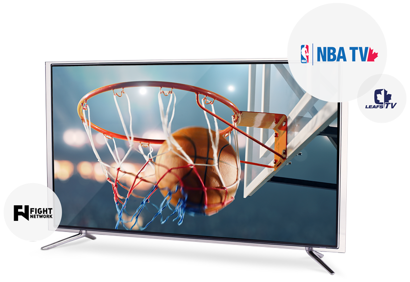 Monitor showing basketball going through hoop
